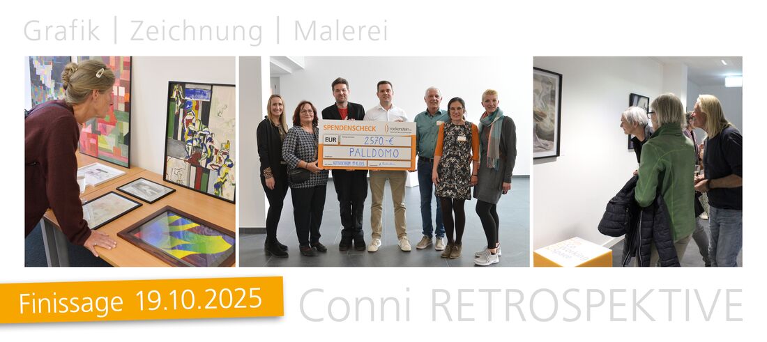 Fotos der Finissage Conni RETROSPEKTIVE mit Spendenscheckübergabe
