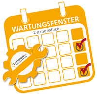 Kalenderblatt zeigt Wartungsfensterintervall zwei Mal monatlich