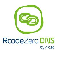 Logo des Domainanbieters "RcodeZero DNS by nic.at" (mit Link zur entsprechenden Website)